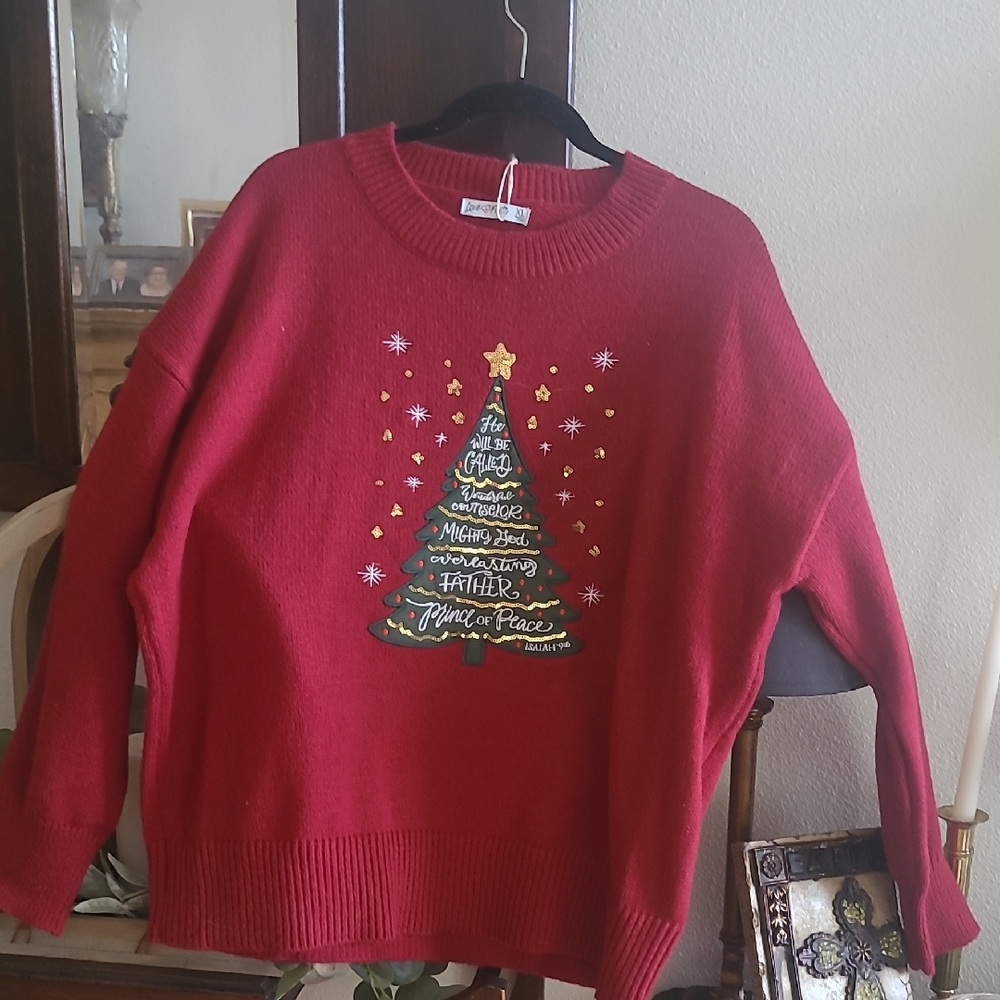 Festive Red Christmas Tree Sweater
